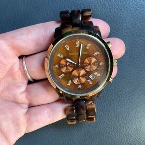 Michael Kors tortoise brown and gold watch